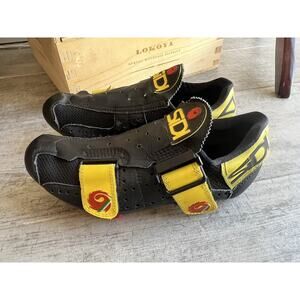 $220 SIDI Cycling Bike Shoes Black Yellow Italian Italy Leather Euro 37 US 6.5